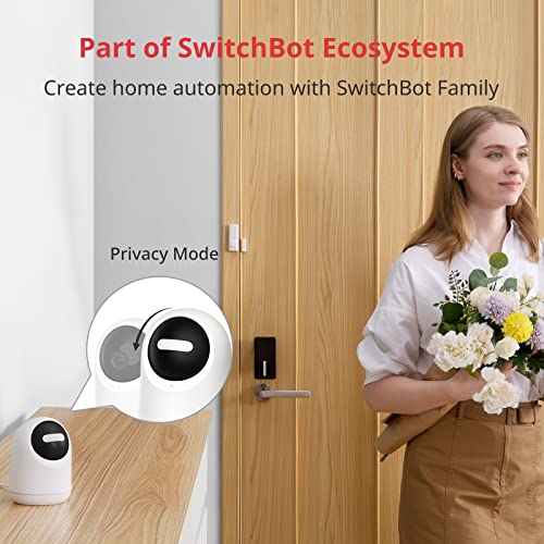 SwitchBot Внатрешна камера и Campbot Pan/Tilt Cam, Baby Monitor 1080p PET камера за домашна безбедност со откривање на движење, ноќно
