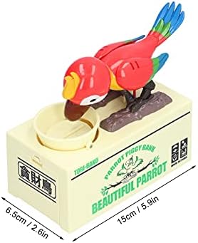 Електрична банка за свинче, папагал јаде кутија за монети автоматски, пластично складирање на монети во форма на папагали, цртани животни
