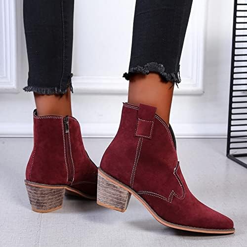 Женски каубојски чизми модни странични патенти, без лизгање чевли глуждот чизми витез борба за чизми за тела теле