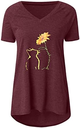 Annhoo краток ракав 2023 облека трендовски памучен графички обичен блуза кошула за тинејџерски девојки лето есен против вратот на вратот
