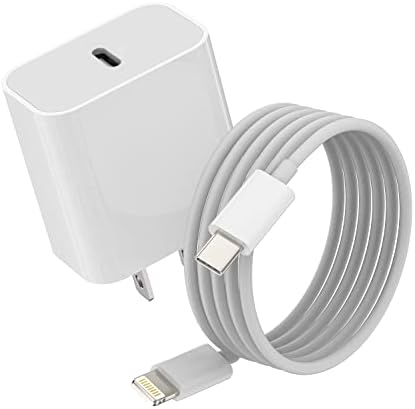 Адаптер за полнење со напојување од 20W Watt, молња на USB C Брз PD Wallиден полнач блок со 5FT кабел Брза кутија компатибилна за iPhone 11 12