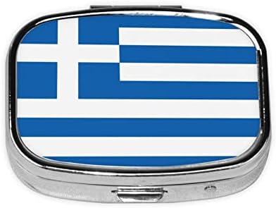 Знаме На Грција Плоштад Мини Пилула Кутија Патување Медицина Прегради Организатор Пренослив Метал Пилула Случај