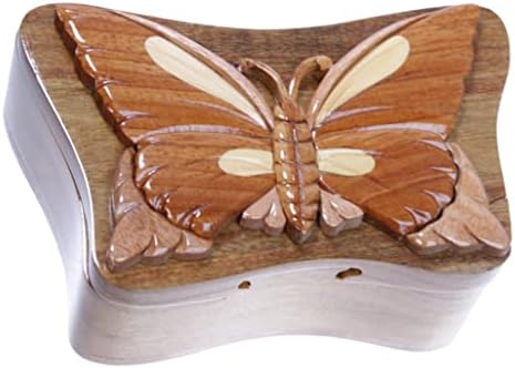 Пеперутка Форма Рачно Изработени Дрвени Тајни Накит Загатка Кутија-Пеперутка