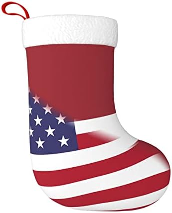 Американско знаме и латвиско знаме Божиќни чорапи, подароци за одмор на Божиќни празници за украси за семејни празници 18-инчни