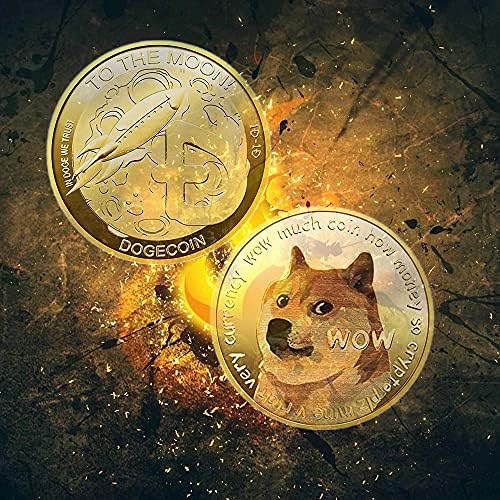 2 парчиња 1oz DogeCoin Комеморативна монета злато позлатена доге случајно догекоин со заштитно куќиште, 2021 Колекционерска монета со ограничено