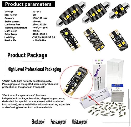 Зијо ZPL9125-LED Внатрешни Светлосни Комплет Пакет Замена За Volkswagen CC/VW Passat CC 2008-2017, Ксенон Бела Купола Светилки