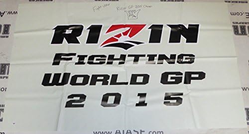 King Mo Lawal потпишан 2015 година Ризин ФФ борба користеше гран -при прстен банер PSA/DNA COA - Непотпишан настан за UFC користени
