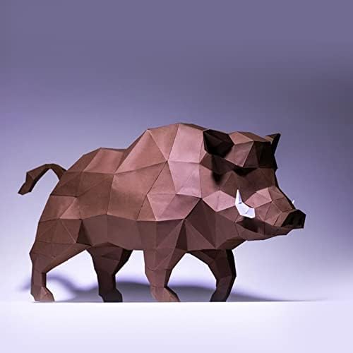 Wll-dp шумски свињи геометриски модел на хартија DIY оригами загатка 3Д хартија скулптура рачно изработена хартија трофеј уметност украсен украс украс