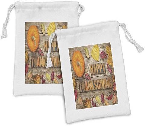 Лунарлива торбичка за ткаенини за Денот на благодарноста од 2, гроздобер буква од дрво блокови Рустикални штици од тиква суви лисја
