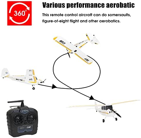 Плејстем далечински управувач Авион Скај Cub-2.4GHz 3-CH Авион за далечински управувач RTF за деца и возрасни-магнетни адаптивно адаптивно крило-батерија за липо-може да н