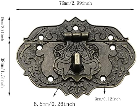 ZZHXSM Антички втиснување Декоративна легура на цинк hasp заклучување на бравата со завртки дрвени кутии мебел мебел за заклучување
