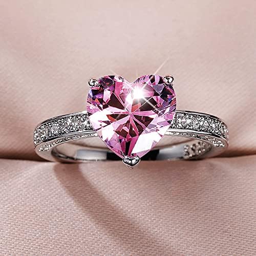 Прстени за жени 2023 година роденденски подароци мода женско срце срце цирконија дијамантски прстен за венчален прстен