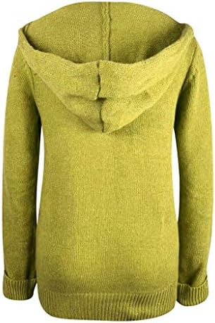Дами џемпери женски кардиган со долг ракав отворено предно копче нагоре, цврста боја лабава плетена палта со џеб 5x-големи жолти
