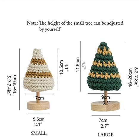 Вештачко новогодишно елка Вештачка елка таблета новогодишна елка со цврсто дрвена база рачно плетено новогодишно дрво за Божиќно подарок, прилагодлива