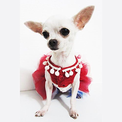 Тони Андријанто патриотски миленичиња фустан црвено бело сино куче Туту рачно изработено 16F