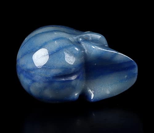 Skulis 2.0 Сина авентуринска реална кристална кристална кристална череп.
