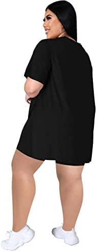 TCORWD Women'sенски плус големина со две парчиња облека за куќишта поставува летни преголеми маички шорцеви