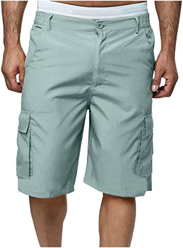 Озммјан машка шорцеви за машка шорцеви обични мулти -џеб на отворено памук, памук, солиден рипстоп опуштено вклопување пешачење кратки панталони