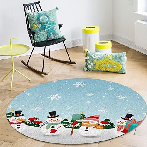Голем килим за дневна соба за дневна соба, 5-ти килими што не се лизгаат за детска соба, Божиќ прекрасен цртан филм снежен човек сина