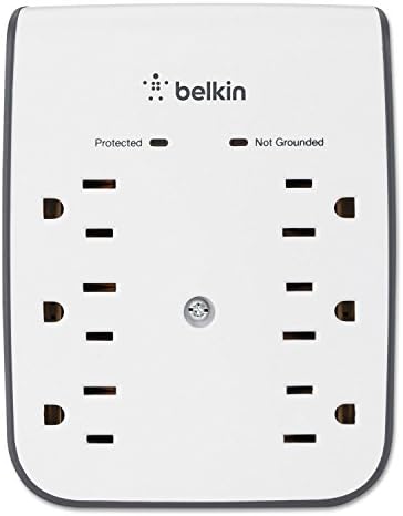 Belkin BSV602TT SurgePlus USB Wallид Полнач за монтирање, 6 места; 2 USB, бело