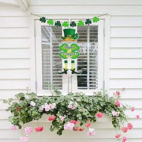 Знак на вратата на Денот на Свети Патрик ， ул. Денот на Патрик тематски виси добредојден знак Ирски висечки декор на вратата со Шамрок