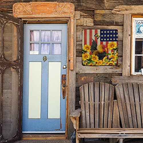 Алиојоит ретро метален знак фарма куќа петел и американско знаме гроздобер метал постер декоративен знак плакета смешен мотивациски wallиден
