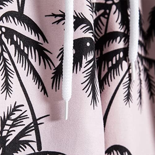 Валсеил Менс шорцеви Обични еластични ленти за влечење на половината, шорцеви на плажа Хаваи, кокосово дрво, печатено лабаво спортски
