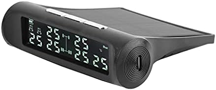 N/A Solar Car TPMS Alarm Alarm Alarm System со 6 надворешни сензори LCD дисплеј автоматски монитор за притисок на гумата