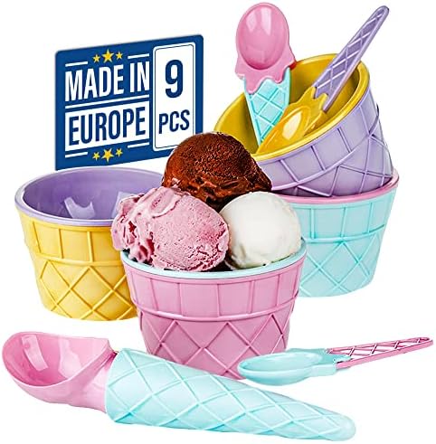 Кристалија сладолед десерт сундери, мали пластични чаши за сладолед што може да се употреби, без БПА, сет од 9, 5 fl oz