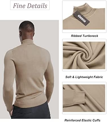 Кингбега Менс теринг џемпери тенок вклопат основни плетени термички обични лежерни џемпери за долги ракави, џемпер