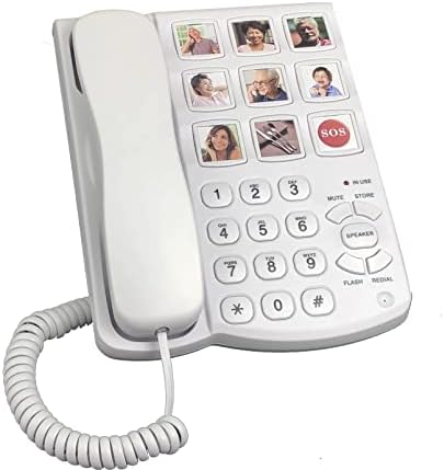 Lhllhl големо копче со коприва со старешини со звучник, зумирање -Кај ја допир слика за стариот фиксни телефонски телефон