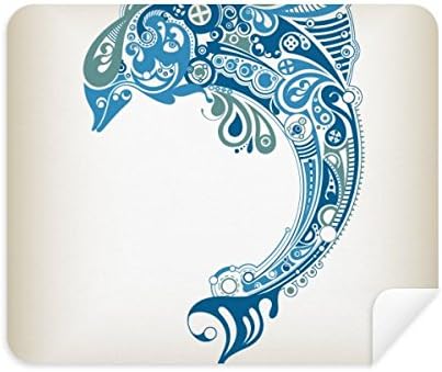 Синиот Океански Делфин Илустрирајте Чистење Крпа Чистач на Екран 2 парчиња Велур Ткаенина