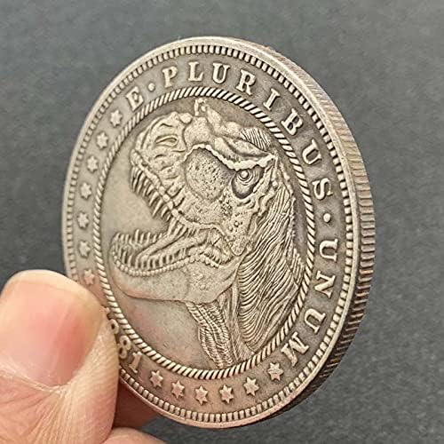 1881 Американски Тираносаурус Рекс Диносаурус Месинг Стариот Сребрен Медал Колекција Врежана Бакар Сребрена Игра Монета Комеморативна