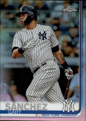 2019 Топс Хром бејзбол рефрактор 22 Гери Санчез Newујорк Јанкис Официјална картичка за тргување со МЛБ