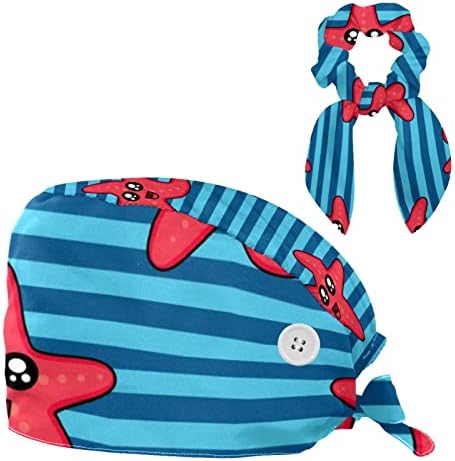 Црвена смешна морска starвезда сина шарена работна капа со копчиња прилагодлива буфантна капа Унисекс чиста капа со лак коса