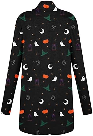 Womenените за Ноќта на вештерките кардигани со долг ракав Отворен преден бонбони печатење џемпер за плетење на врвот на лесна палто за надворешна