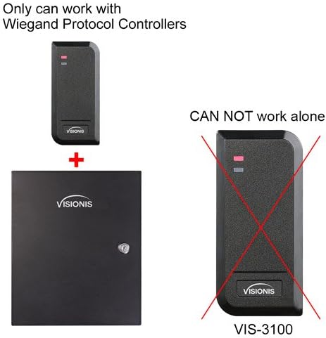 Visionis vis-3100 Контрола на пристап Црна РФИД водоотпорен IP66 читач на картички за близина 125kHz компатибилен со Wiegand 26 битни за