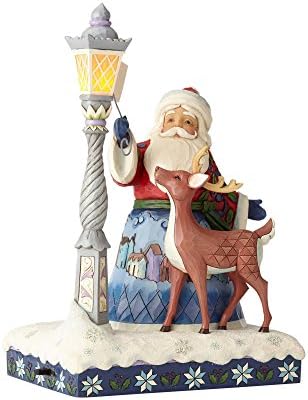 Enesco Jim Shore Heartwood Creek Santa од осветлен лампост, 11 фигура