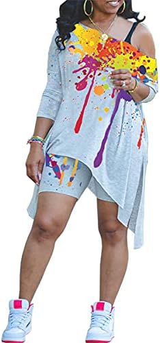 Wokanse Women's'sенски 2023 летни обични 2 парчиња облеки од врвовите на рамото и шорцевите за каросерија поставени траги
