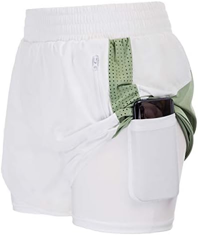Jackек Смит жени атлетски шорцеви со џебови Еластични половини Брзи суви шорцеви за трчање 2 во 1 спортски шорцеви