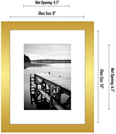 AmericanFlat 8x10 Златна рамка за слики - прикажува 5x7 со рамка МАТ и 8x10 без МАТ - златни рамки во хоризонтални и вертикални формати за wallидови и таблети - композитно дрво со п