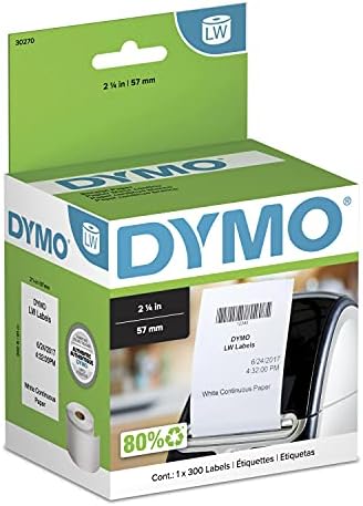 Етикети за испорака на Dymo LW за печатачи на етикети со етикети, бели, -инч, 1 ролна од 250
