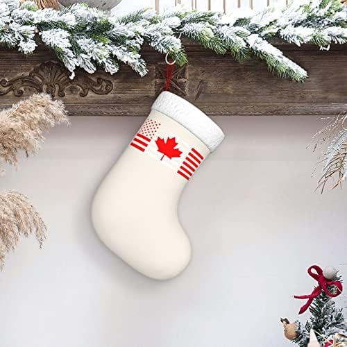 QG ZZX USA Канада знаме Божиќно порибување Божиќни чорапи камин виси чорап 18 инчи за одмор