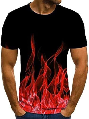 Плус кошула со големина за мажи лето кратки ракави 3Д маички за печатење на пламен трендовски маички кошули улична облека за тинејџери и алдул