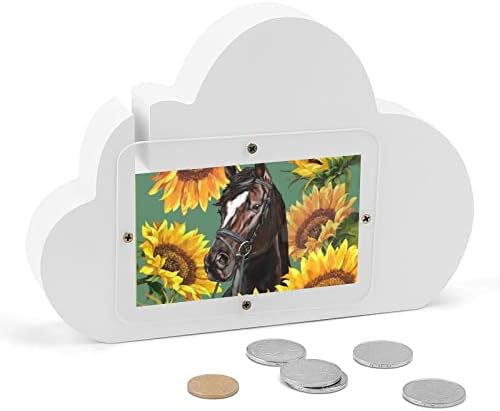 Коњи со сончогледи свинче банкарска форма на облик на пари пари за пари за девојчиња за девојчиња