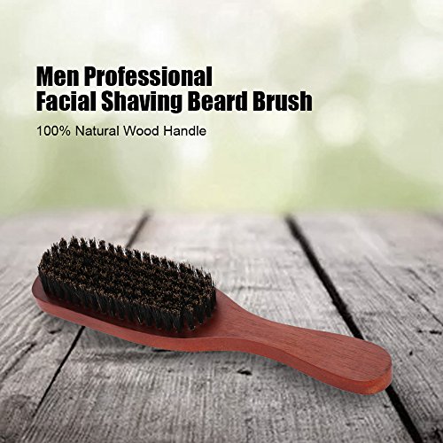 Четка за брада од природна коса, четка за брада за мажи, четка за брада, преносен чешел од дрвена брада, мажи професионално за бричење