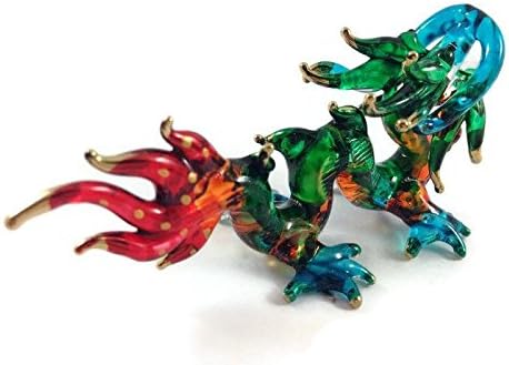 1,25 висок кинески змеј разнесено стакло минијатурна фигура Мала митска статуа на животни Колекционерски подарок