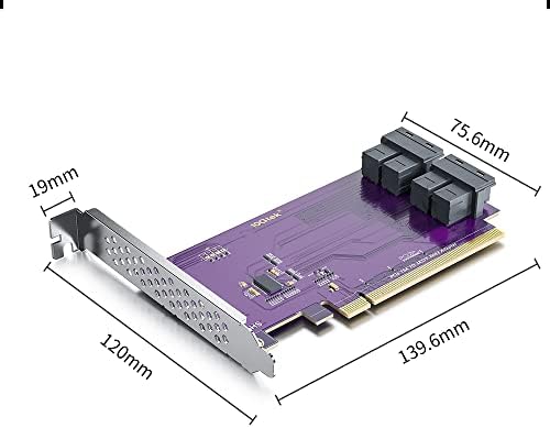 Адаптер PCIE TO SFF-8643 за U.2 NVME SSD, PCIE 3.0 X16, Quad SFF-8643 пристаништа, SAS адаптер за поддршка на Windows 10//2019, VMware