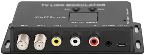 Wenlii UHF ТВ -линк модулатор AV до RF Converter IR Extender со 21 канален приказ PAL/NTSC Опционално пластично црно