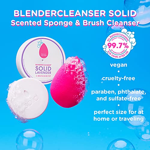 BeautyBlender BlenderCleanser Lavender Solid за чистење на шминка за шминка, четки и апликатори, 1 мл. Веган, без суровост и направен
